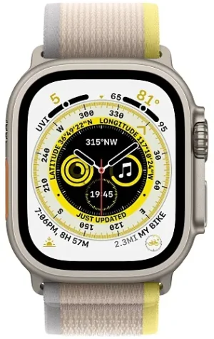 Смарт-годинник Apple Watch Ultra GPS + Cellular 49mm Titanium Case with Yellow/Beige Trail Loop - M/L (MQF23/MQFU3) - image 2