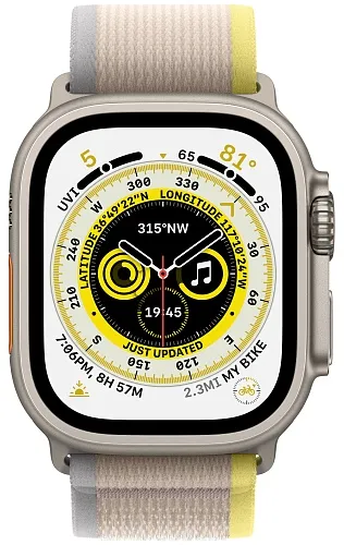 Смарт-годинник Apple Watch Ultra GPS + Cellular 49mm Titanium Case with Yellow/Beige Trail Loop - M/L (MQF23/MQFU3) - image 2