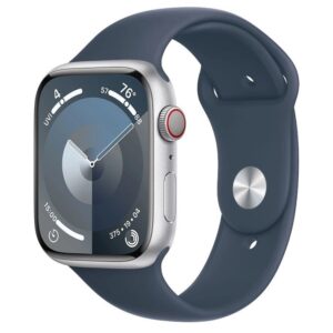 Смарт-годинник Apple Watch Series 9 GPS + Cellular 41mm Silver Alu. Case w. Storm Blue S.Band - S/M (MRHV3) - image 1