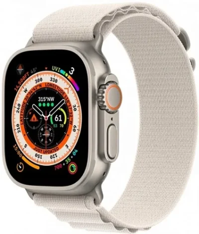 Смарт-годинник Apple Watch Ultra GPS + Cellular 49mm Titanium Case with Starlight Alpine Loop - Medium (MQF03/MQFR3/MQFC3) - image 2
