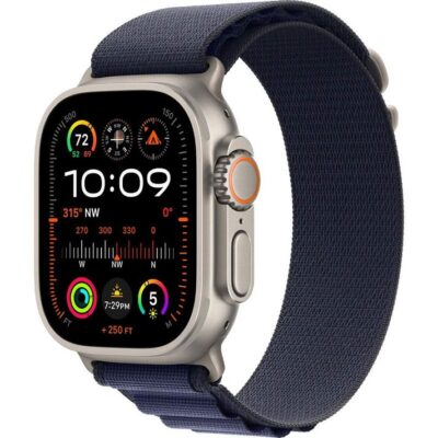 Ремінець Apple Alpine Loop Navy - Natural Titanium Finish для Watch 44/45/46/49mm - Large (MXN03) - image 1